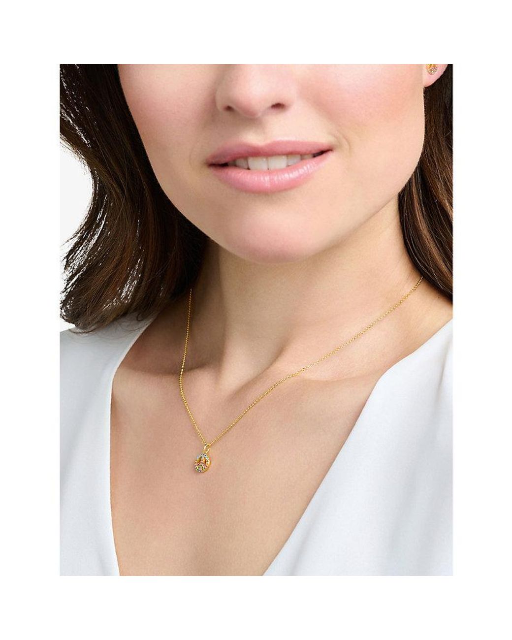 Thomas Sabo White Colourful Stones Peace 18Ct-Plated Sterling And Zirconia Necklace