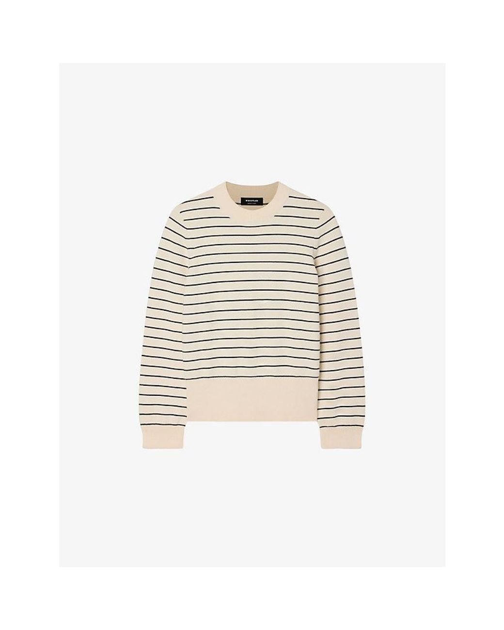 Whistles Natural Striped Relaxed-Fit Knitted Jumper