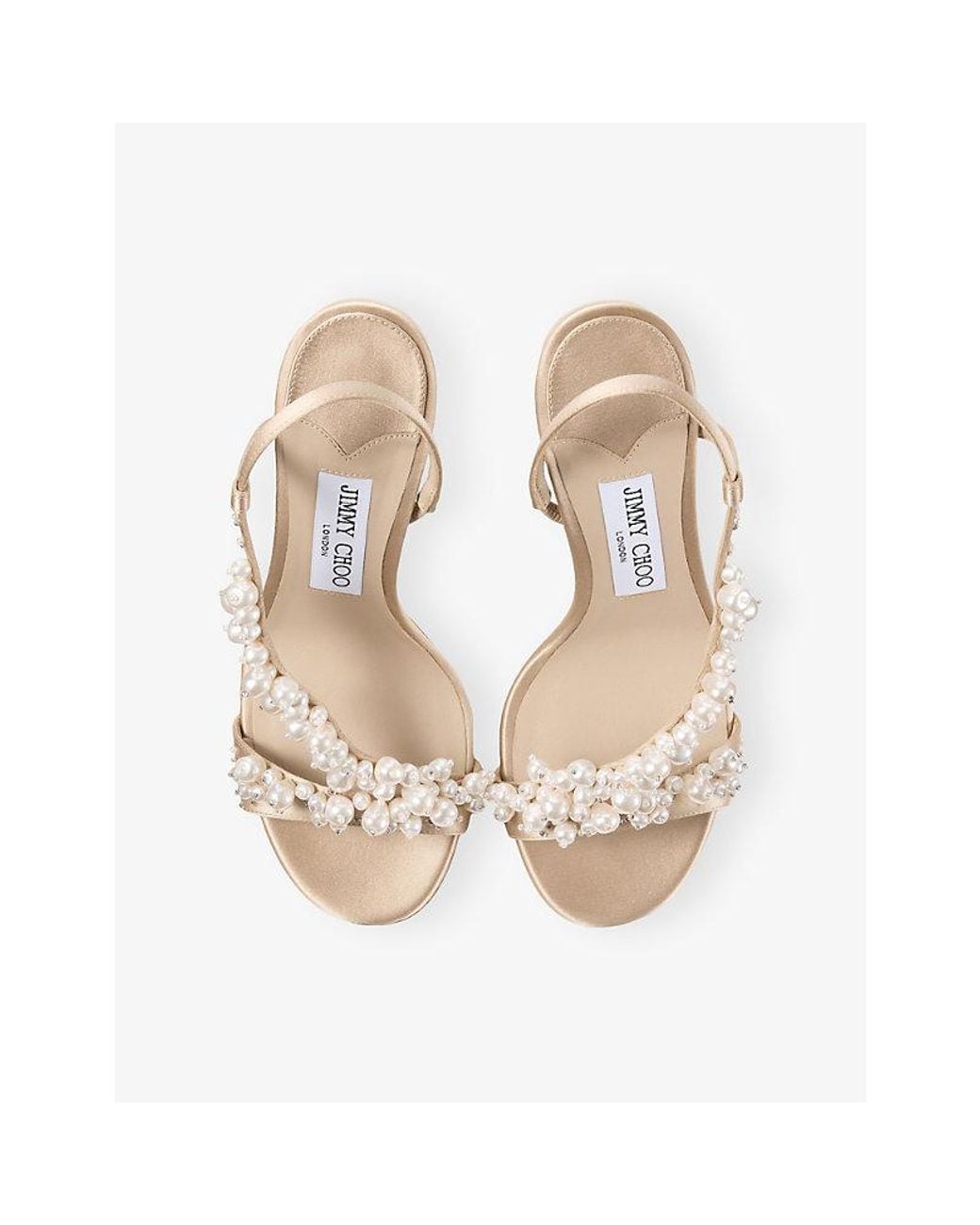 Jimmy Choo Metallic Irina 100 Pearl-Embellished Satin Heeled Sandals