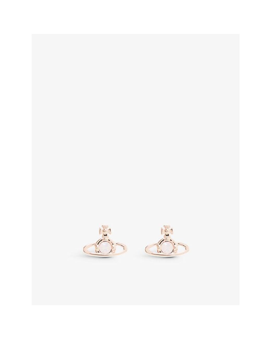 Vivienne Westwood Nano Solitaire Rose Gold-plated Brass And Crystal Stud  Earrings in Natural | Lyst