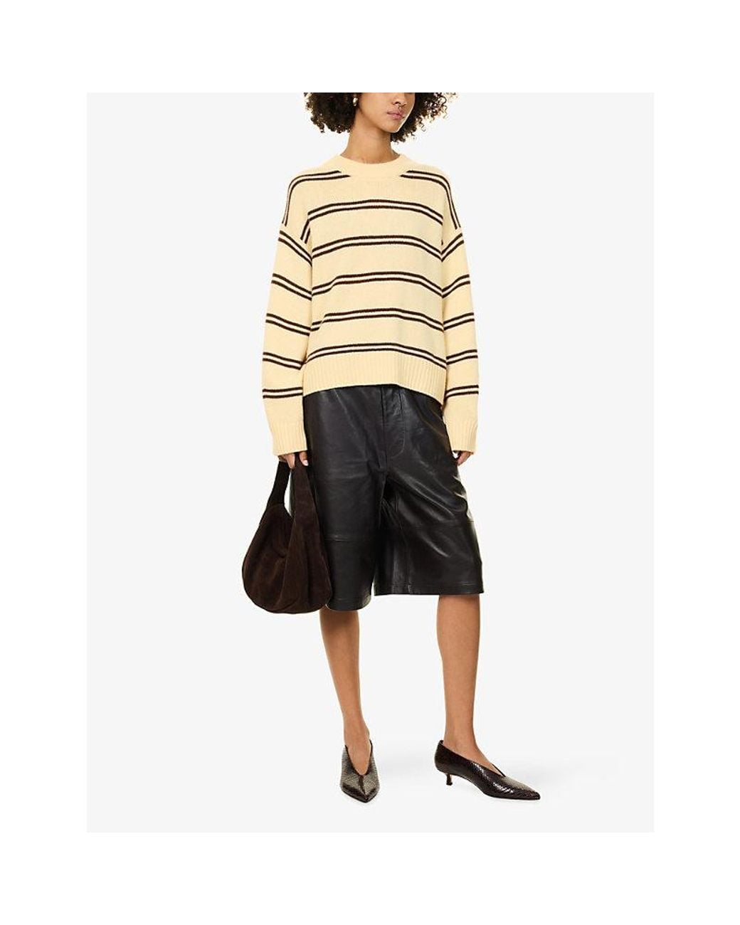 Reformation Natural Cove Oversized Stripe Cashmere Jumper