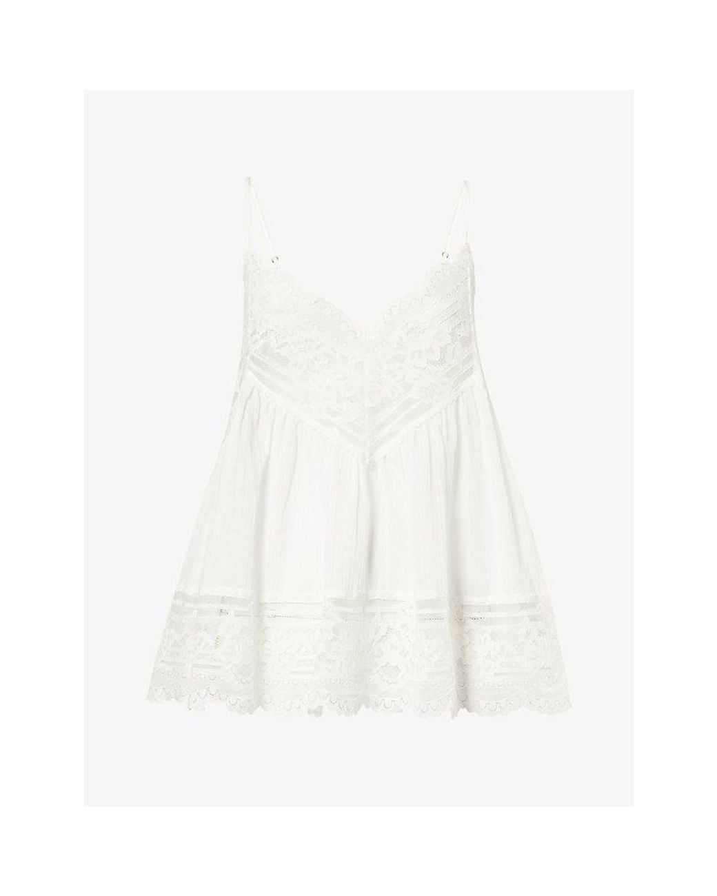 Dissh White Elisa Lace-Trim Cotton Top