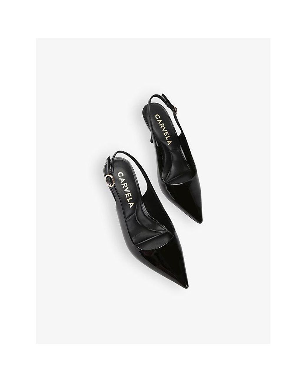 Carvela Kurt Geiger Black Spirit Sling Pointed-Toe Patent-Leather Heels
