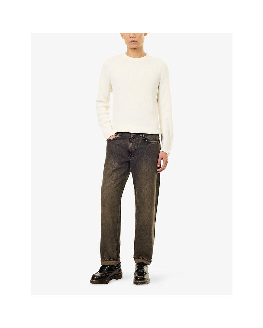 Rag & Bone White Danton Crewneck Cotton Jumper for men