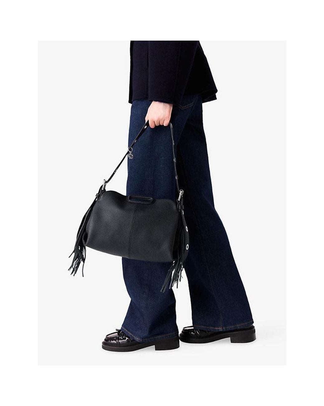 Maje Black Miss M Leather Shoulder Bag