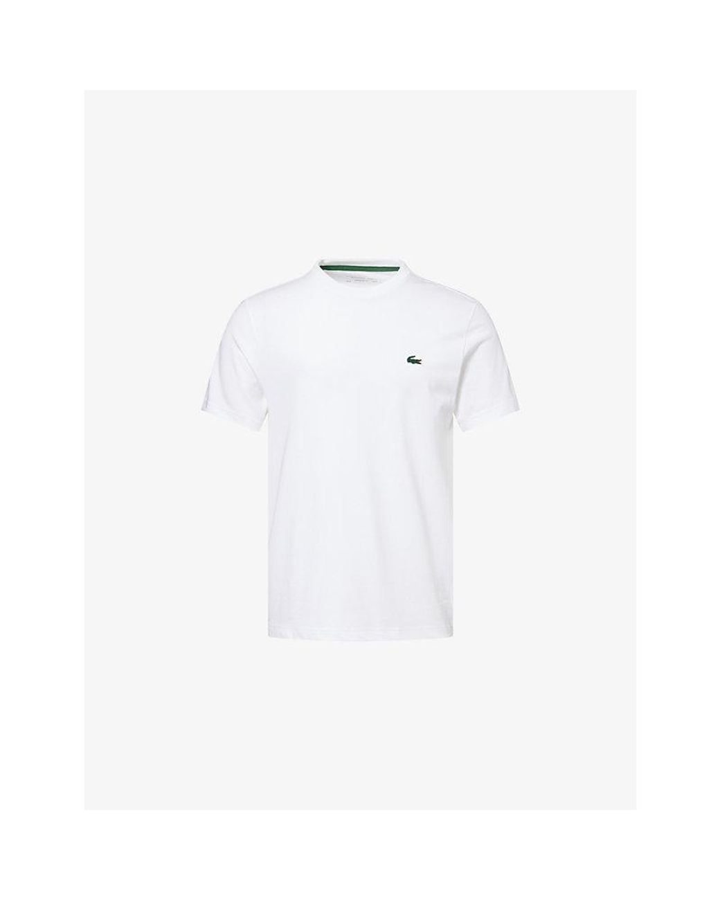 Lacoste White Graphic-Print Cotton T-Shirt for men