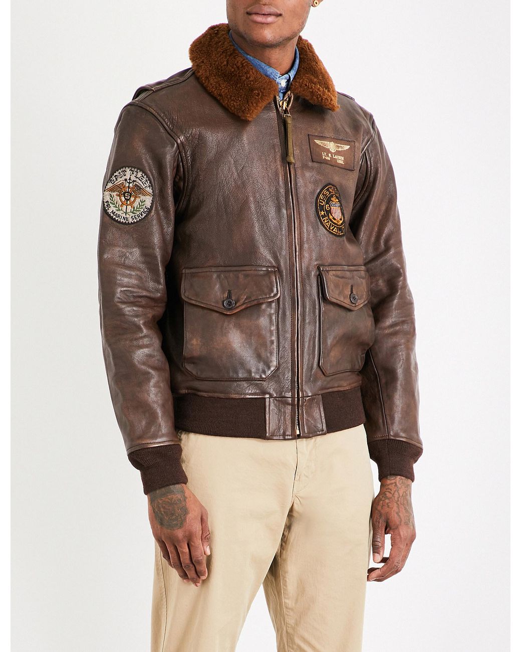 Polo Ralph Lauren G1 Leather Bomber Jacket in Brown for Men | Lyst Australia