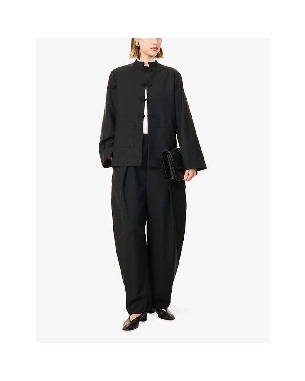 RÓHE Frames Black Pankou Knotted Wool-Blend Jacket