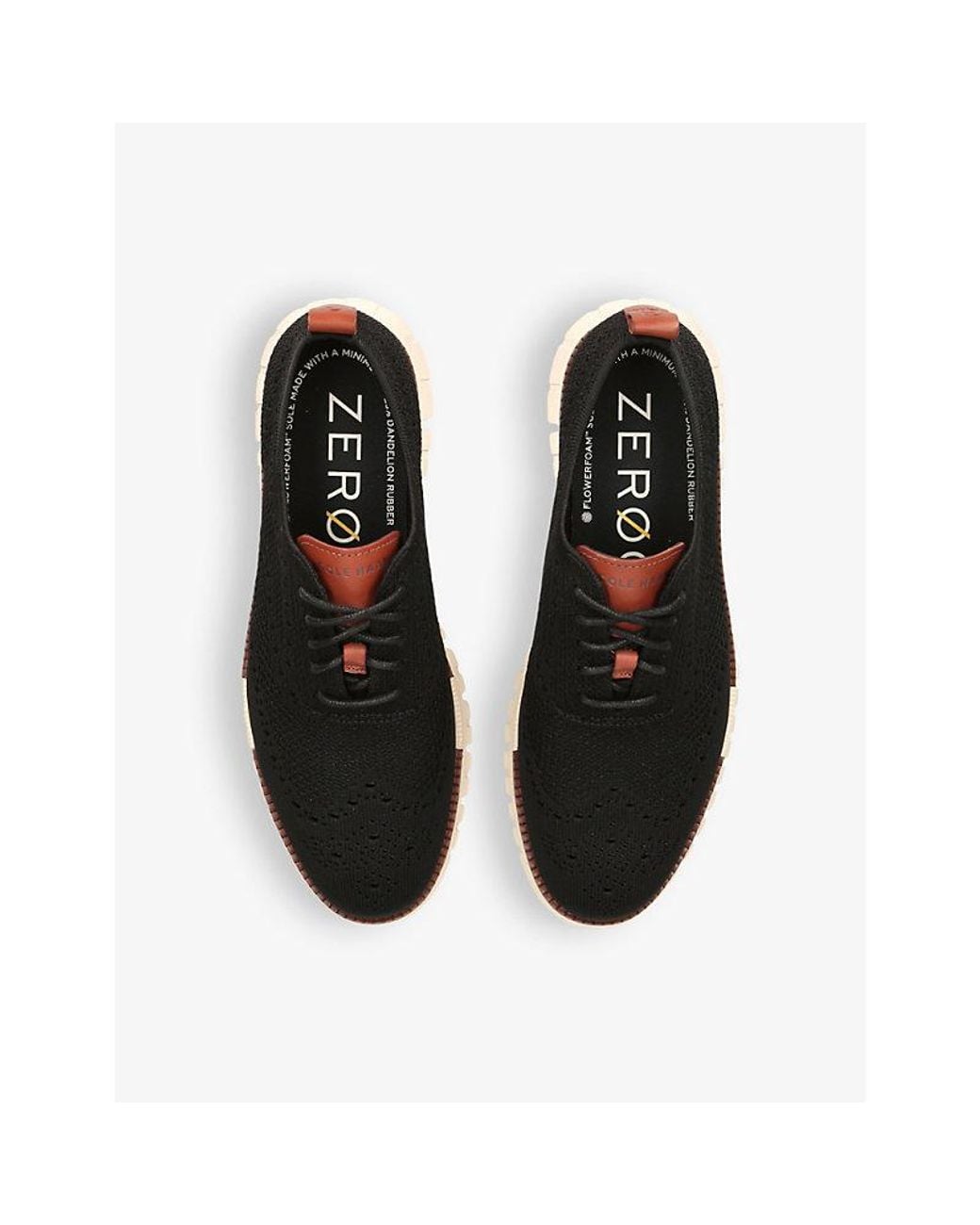 Cole Haan Black Zerøgrand Wingtip Stitchlite Knitted Oxford Shoes for men