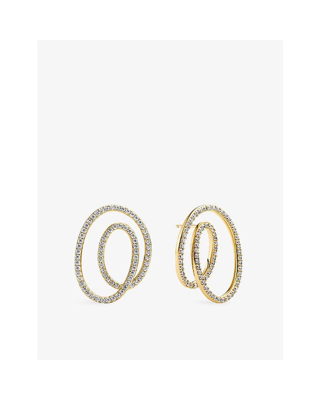 Sif Jakobs Metallic Spirale Due Grande 18Ct-Plated Sterling And Cubic Zirconia Stud Earrings
