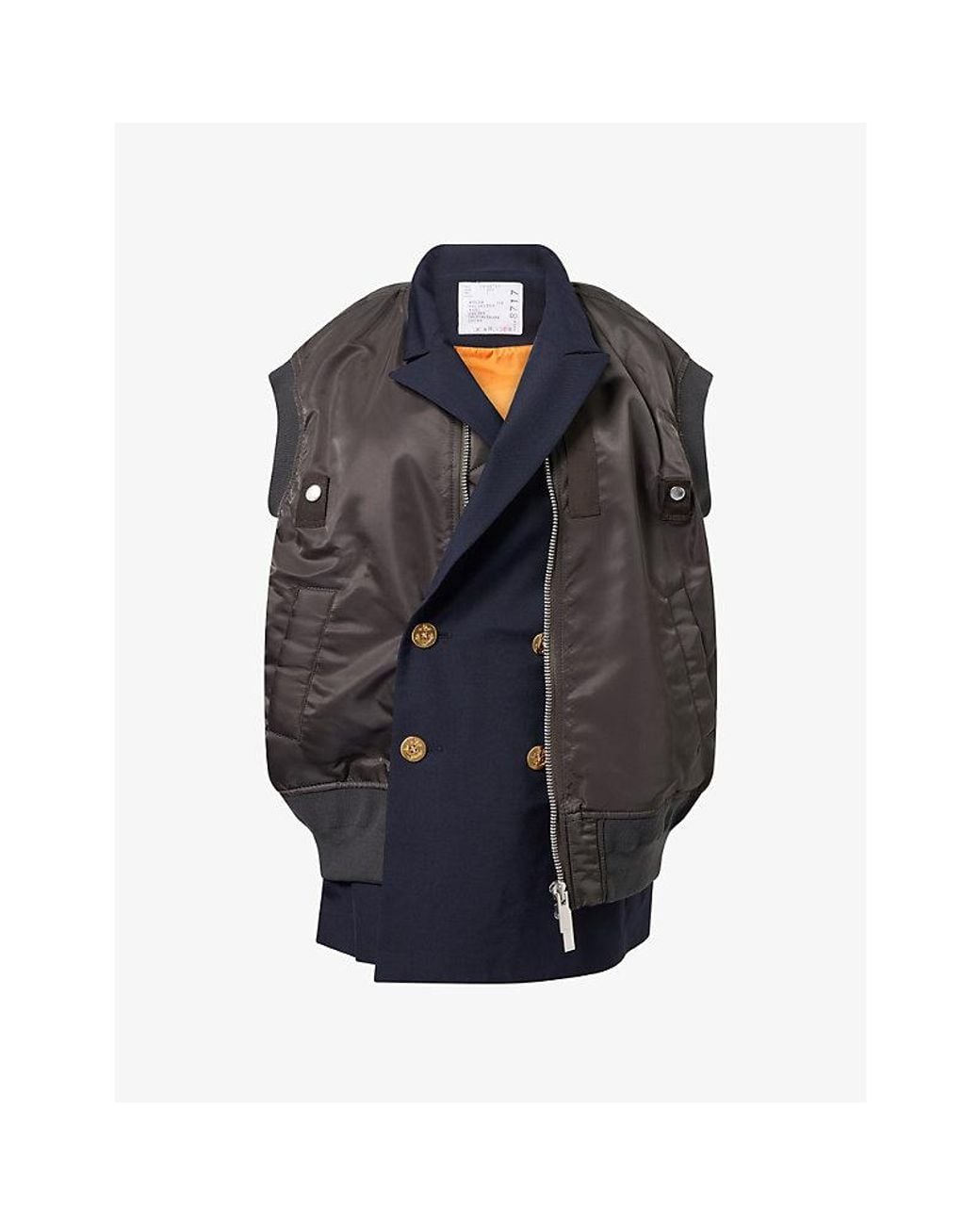 Sacai Blue Layered Suiting Shell Vest