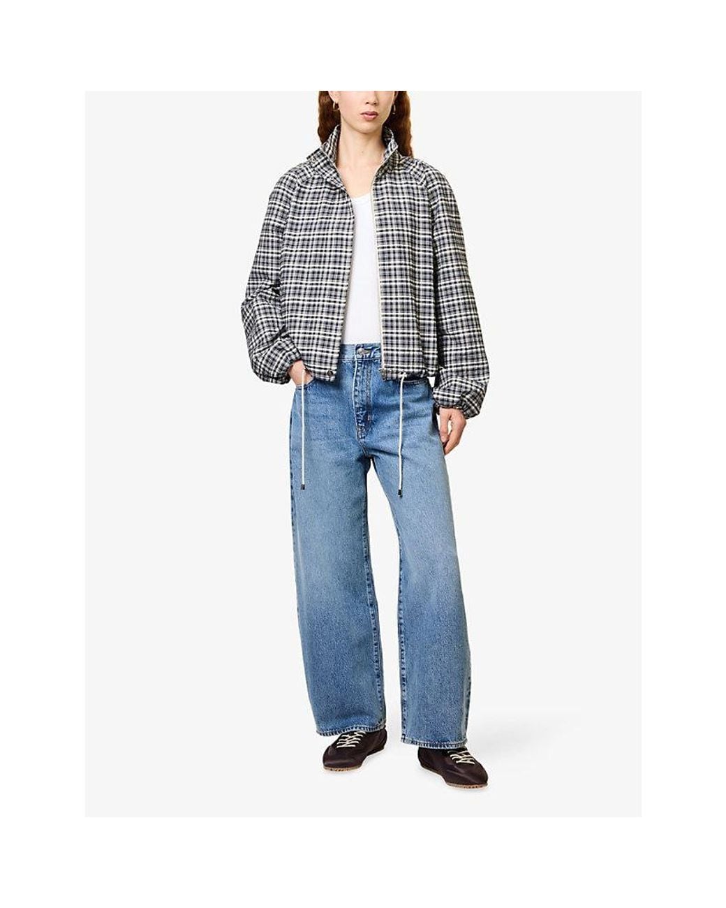 FRAME Blue The Bow Crop Wide-Leg High-Rise Denim Jeans