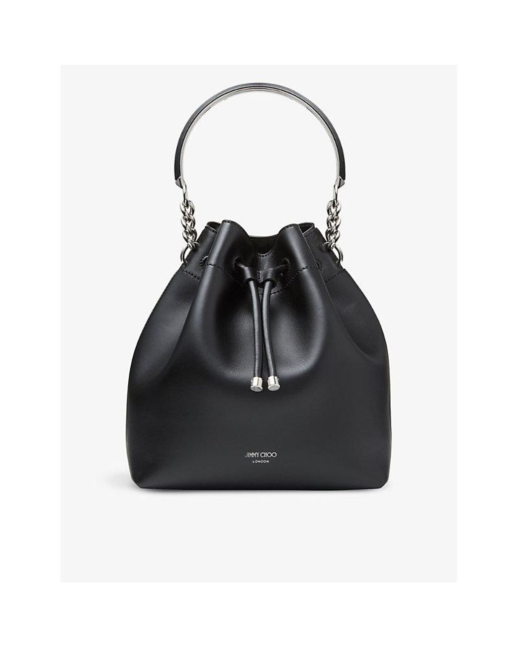 Jimmy Choo Bon Bon Leather Top-handle Bag in Black | Lyst