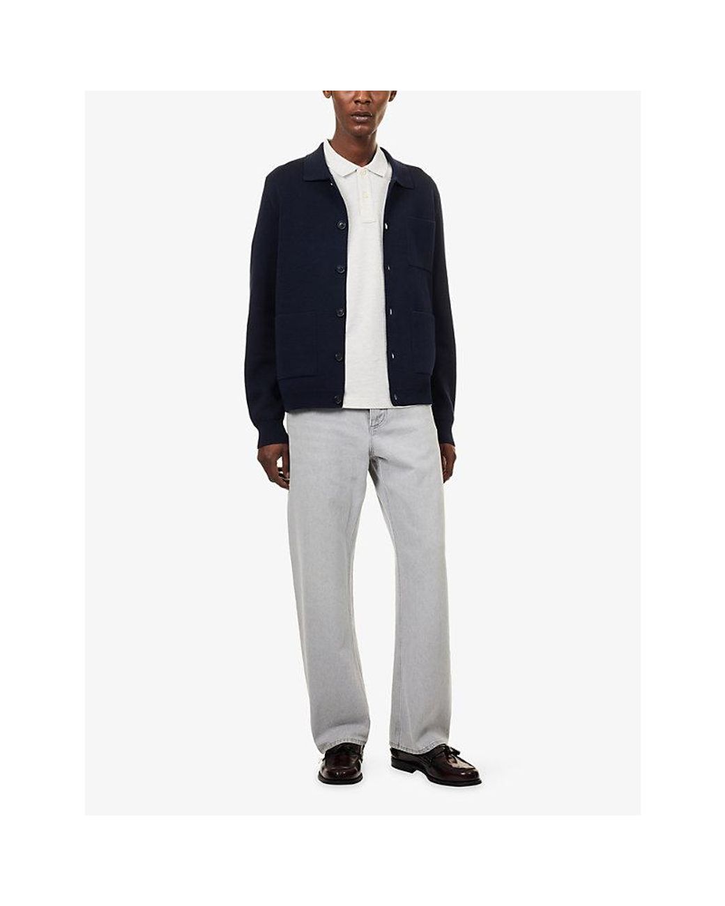 Gant Blue Milano Knit Cotton Cardigan for men