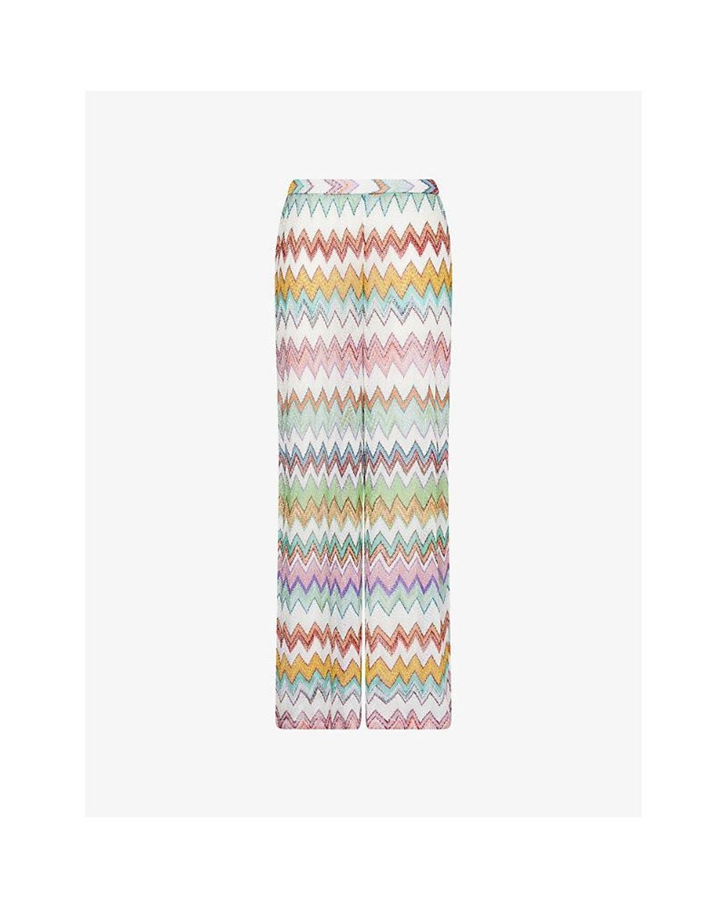 Missoni White Chevron Raschel-Knit Trousers