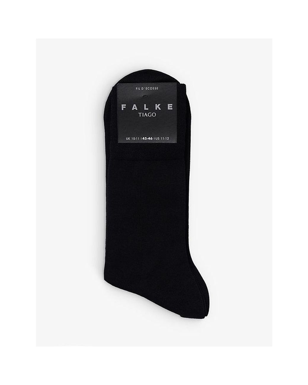 Falke Black Tiago Ribbed-Edge Cotton-Blend Socks for men
