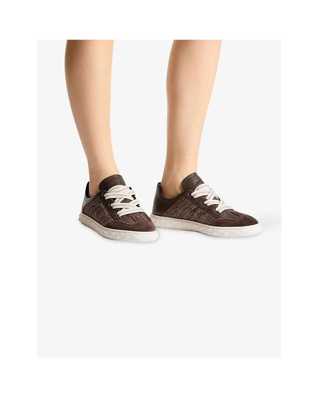 Jimmy Choo Brown Diamond Light Flex Leather Trainers