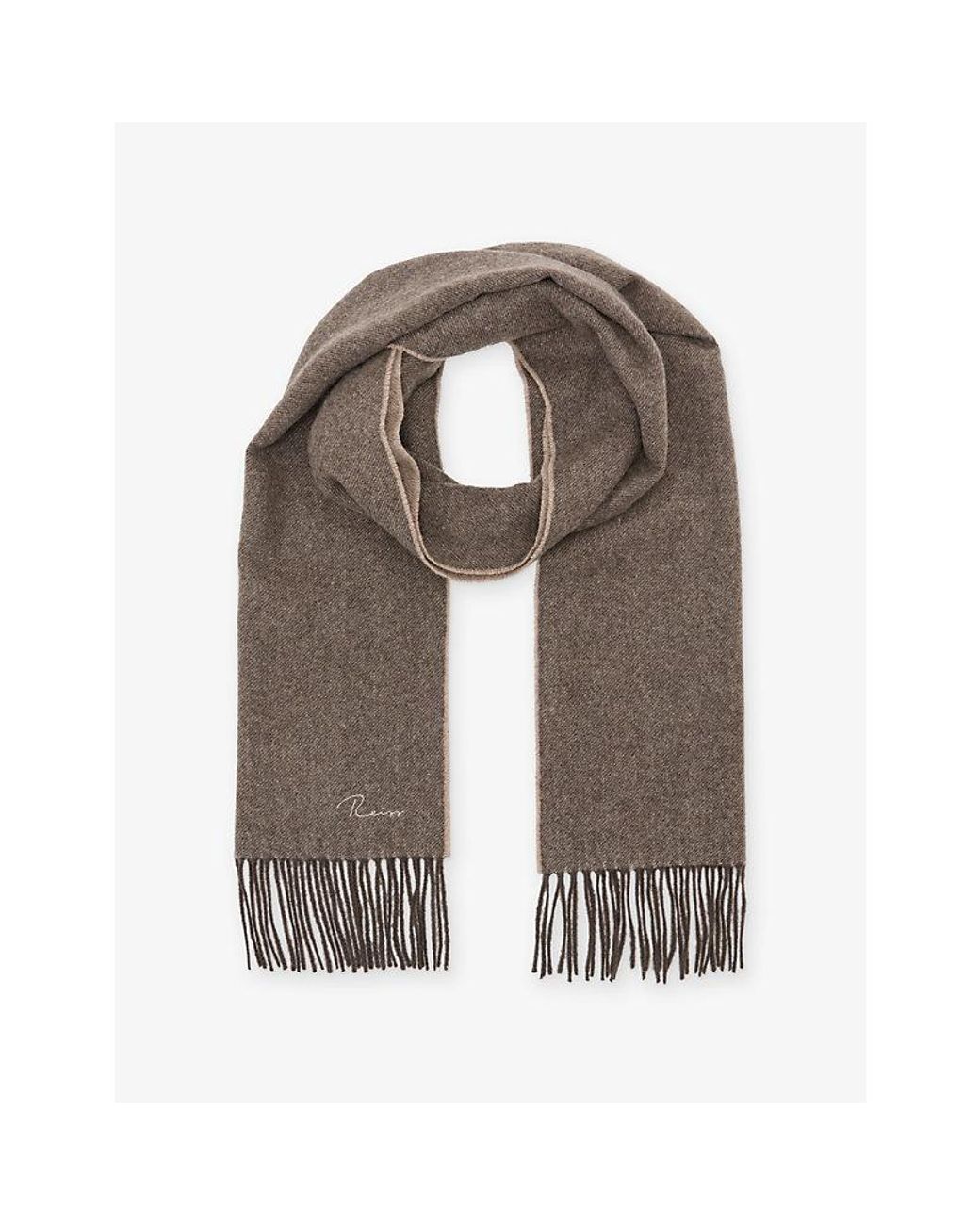 Reiss Brown Picton Wool And Cashmere Scarf for men