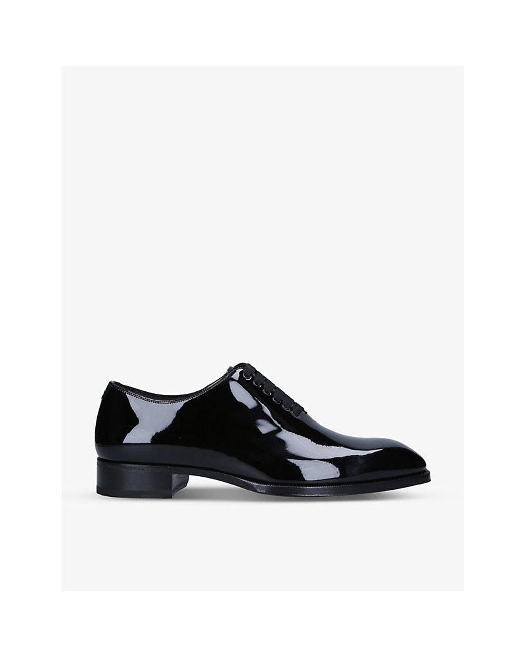 Tom Ford Black Elkan Patent Leather Oxford Shoes for men