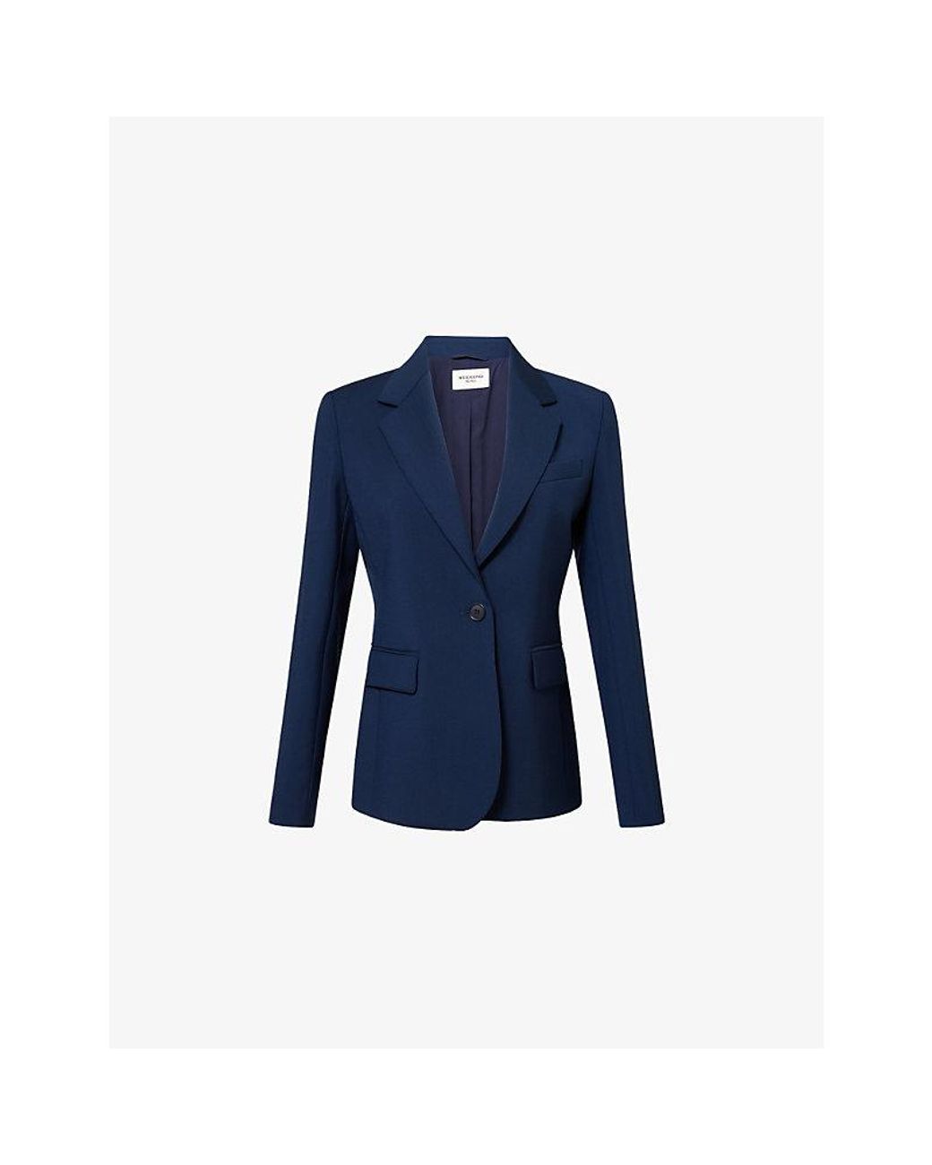 Weekend by Maxmara Blue Lamine Single-Breasted Wool Blazer