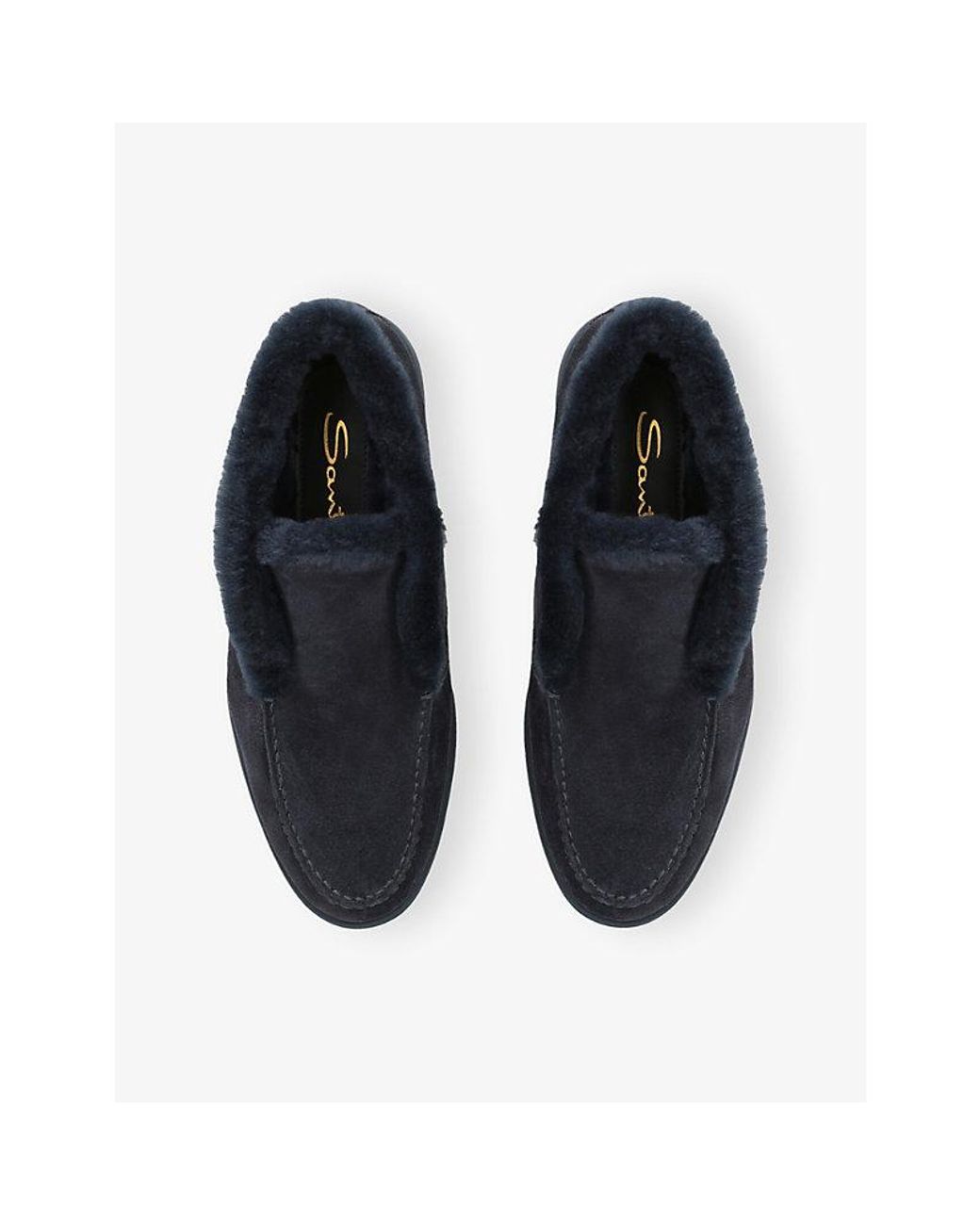 Santoni Blue Fortune Shearling-Lined Suede Ankle Boots