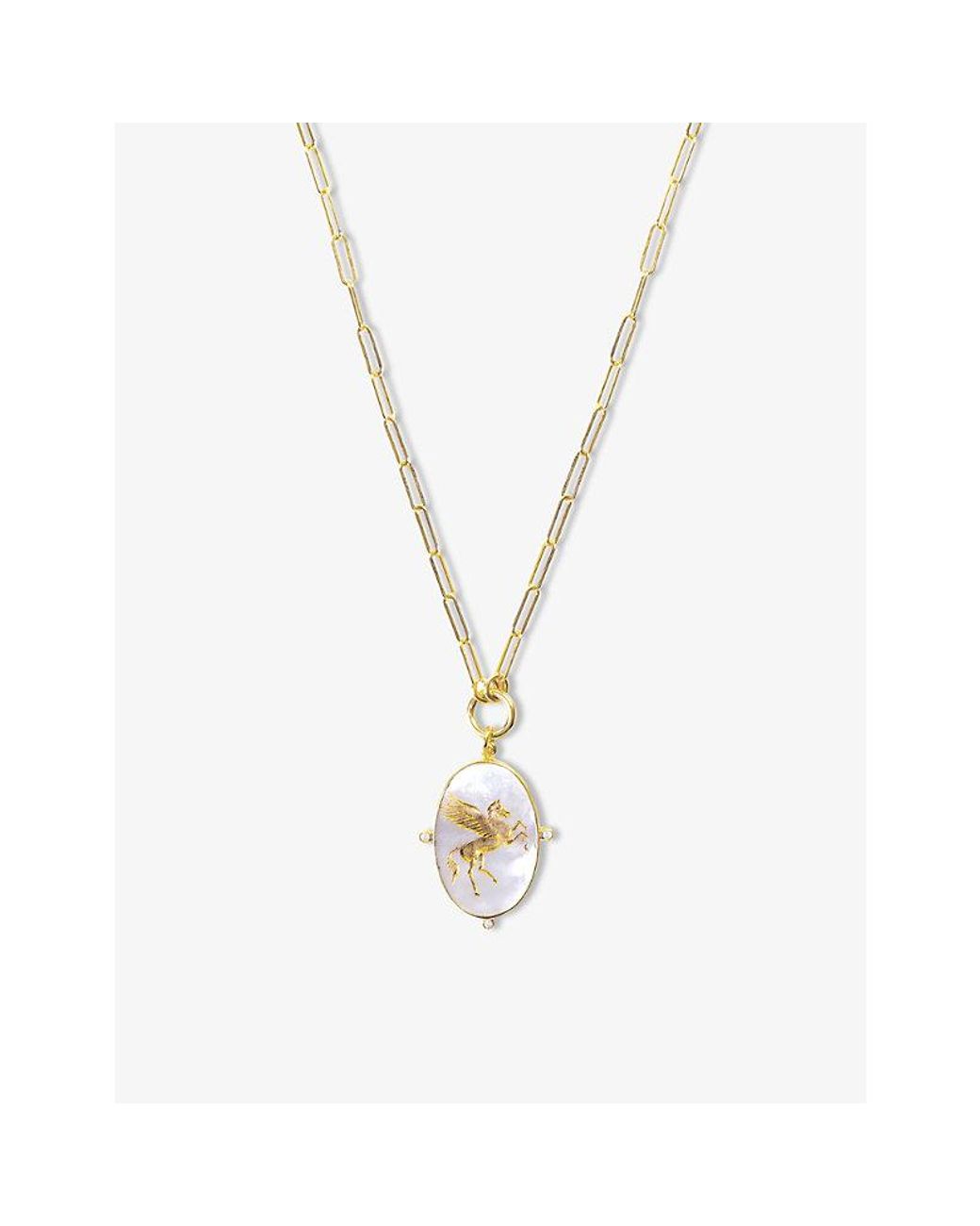 La Maison Du Couturier Metallic Ece London The Pegasus Ii 22Ct Vermeil Mother Of Pearl And Zircon Necklace
