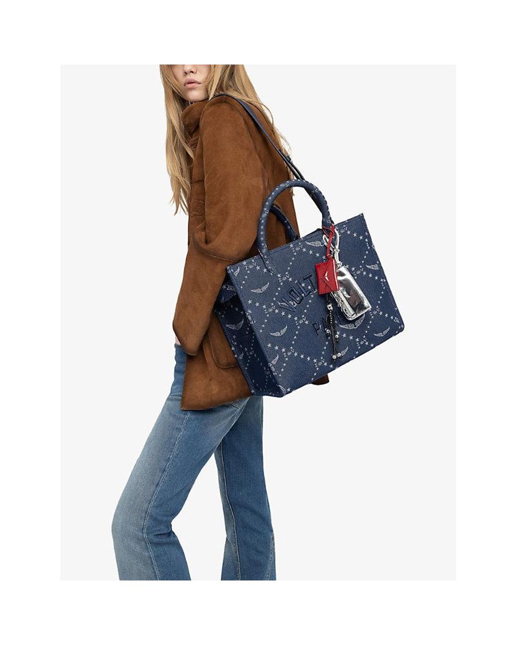 Zadig & Voltaire Blue Angel Branded Denim Tote Bag