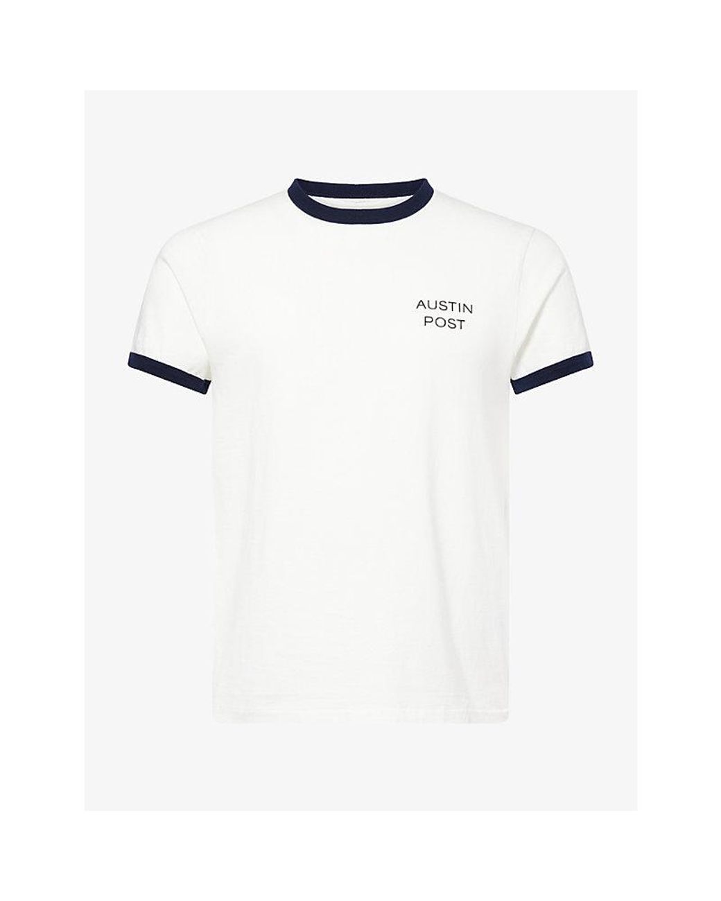 Austin Post White Ringer God Bless Cotton T-Shirt for men