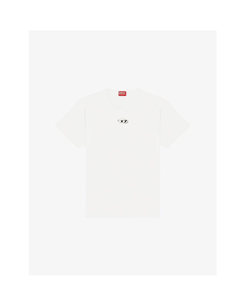 DIESEL White T-Norm-Iod Branded Cotton-Jersey T-Shirt for men