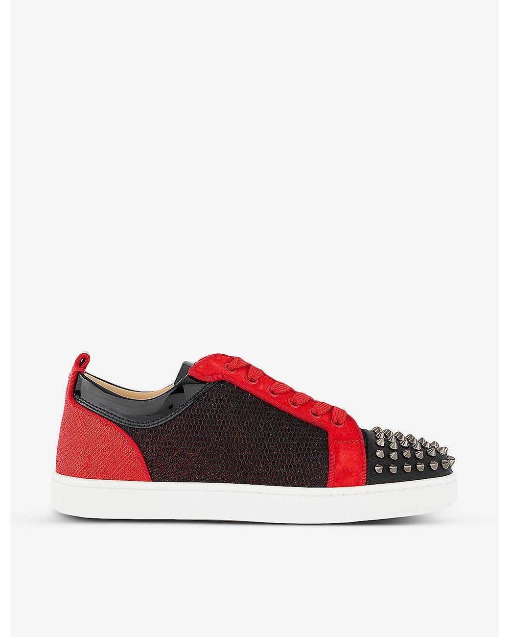 Christian Louboutin Louis Junior Spikes Orlato Flat Clf Glit in Red for