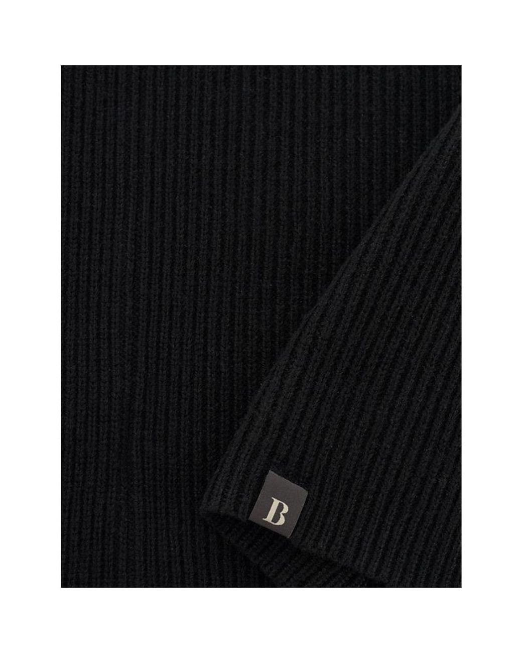 Boggi Black Logo-Patch Merino Wool Neck Warmer for men