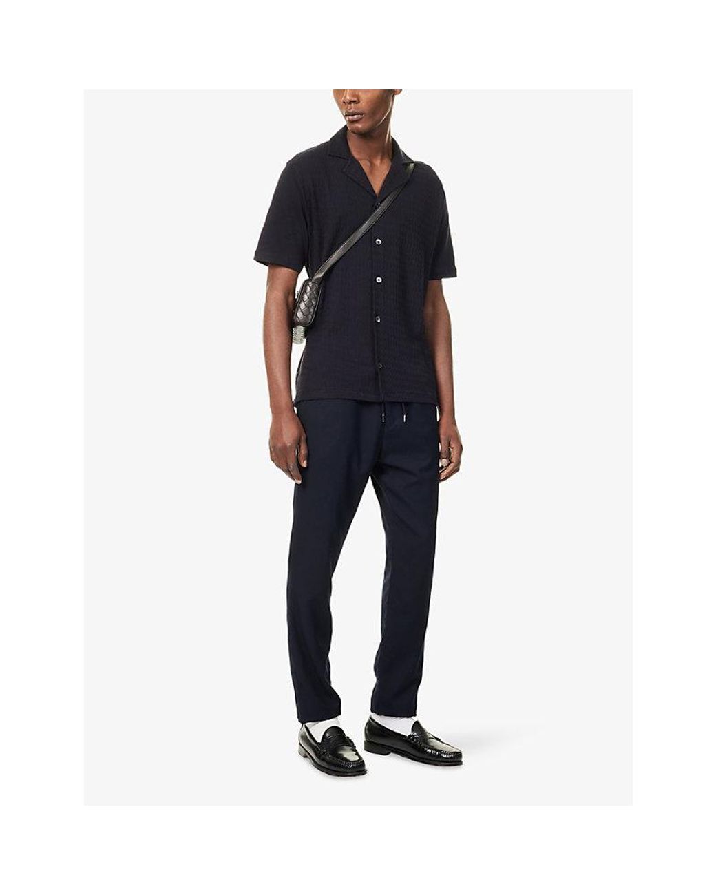 Oscar Jacobson Blue Kirk Regular-Fit Cotton-Knitted Polo Shirt for men