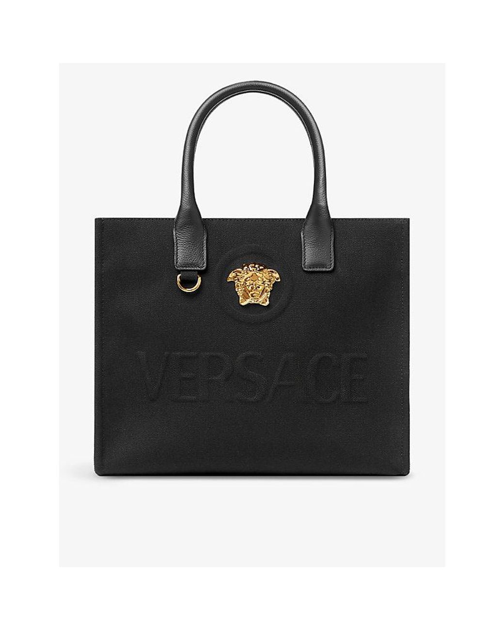 La Medusa Small Leather Tote Bag in Black - Versace