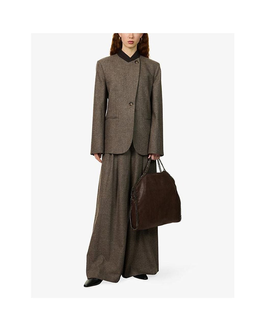 Twp Brown Avery Wide-Leg Wool-Blend Trousers