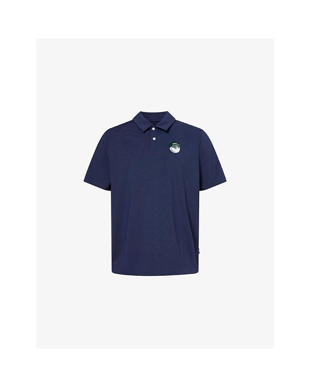 Malbon Blue Fairway Baldwin Woven Polo T-Shirt for men