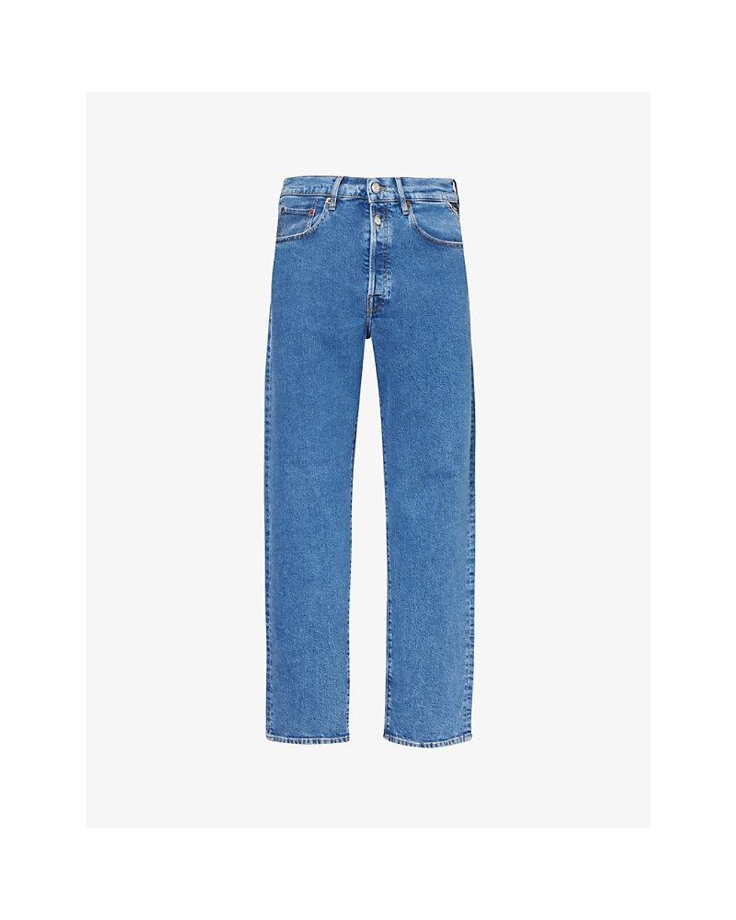 Replay Blue Cast 9Zero1 Mid-Rise Straight-Leg Stretch-Denim Jeans for men