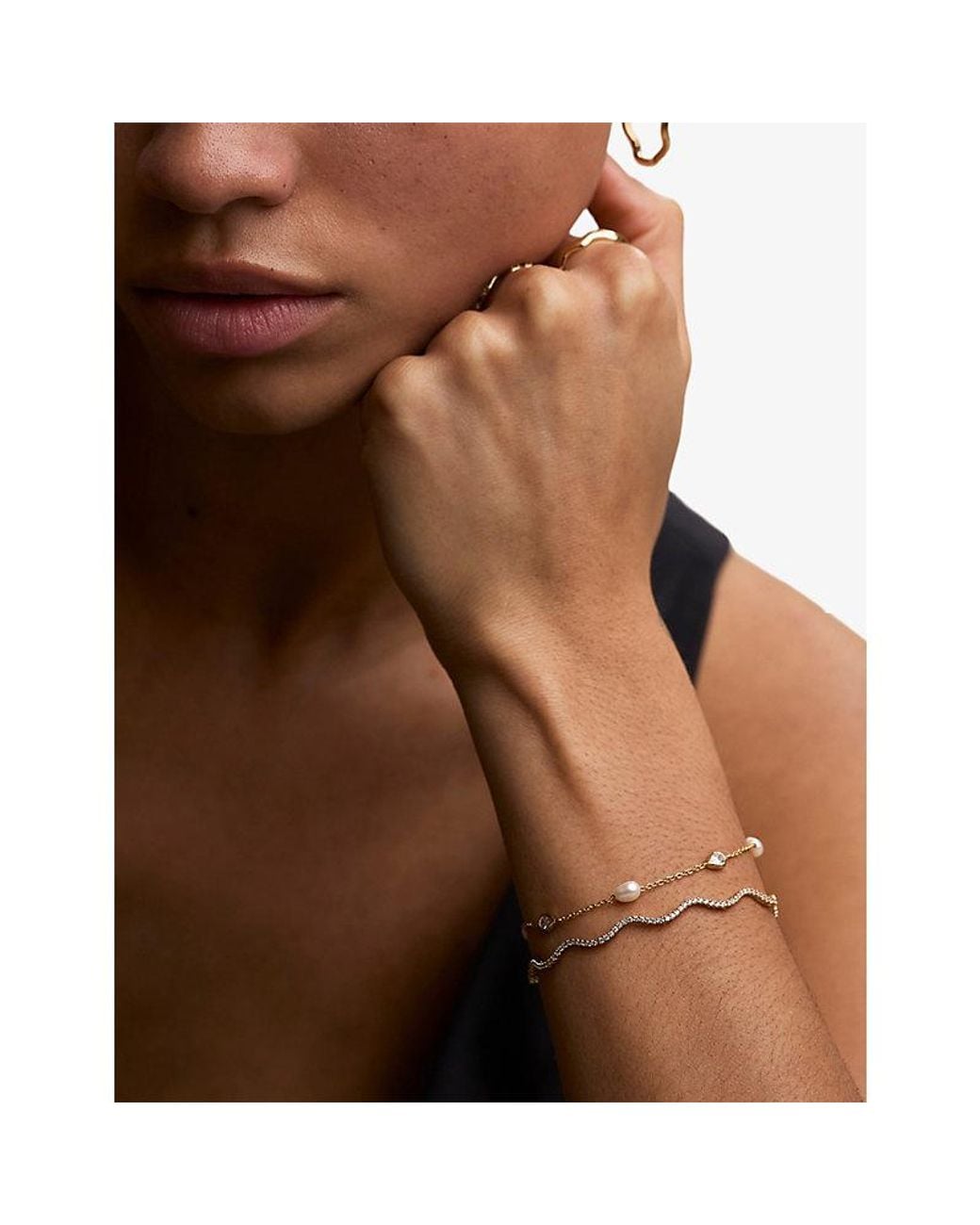 Astrid & Miyu White Ripple Tennis-Plated Sterling Bracelet
