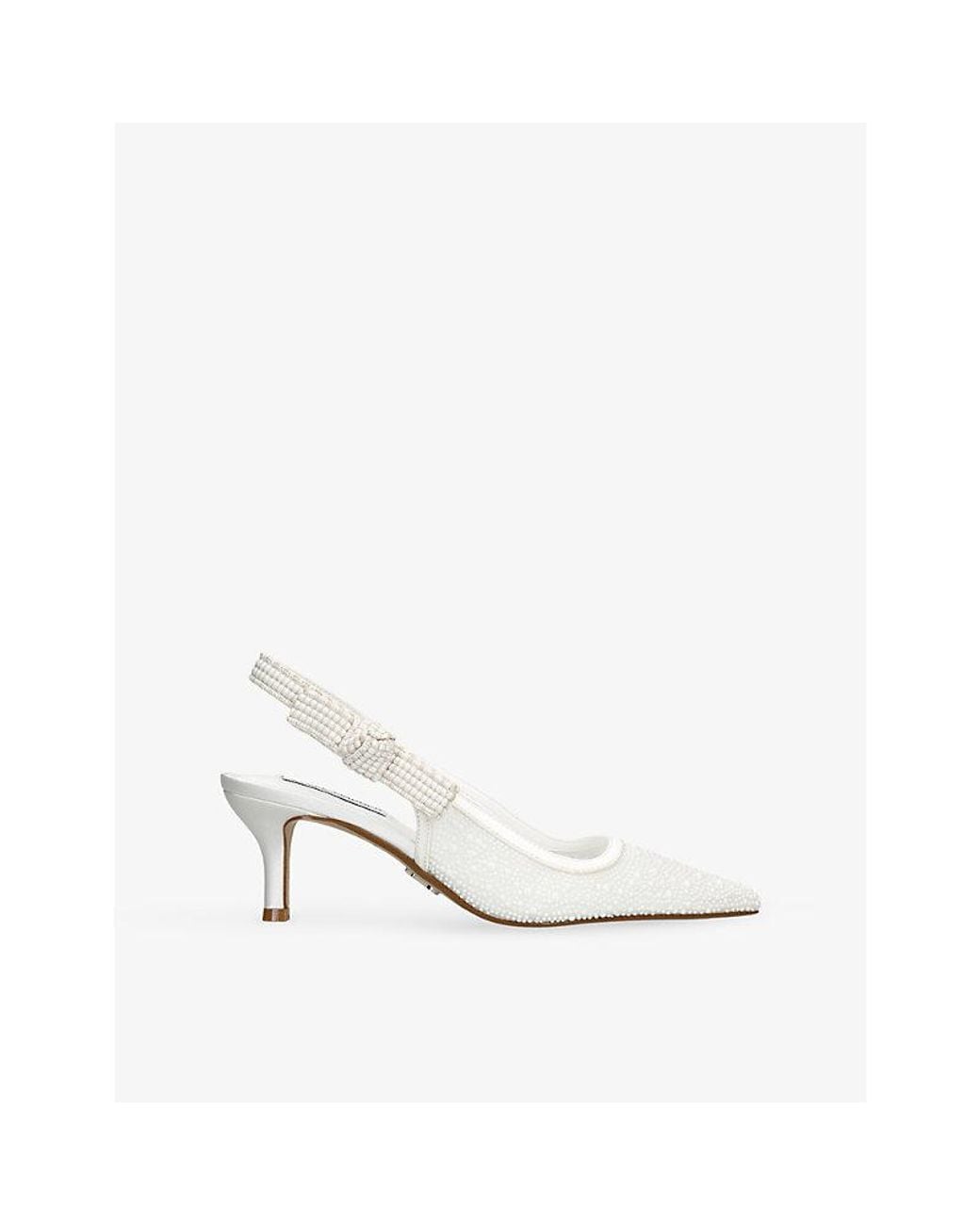 Steve Madden White Ensemble Pearl Woven Sling-Back Courts