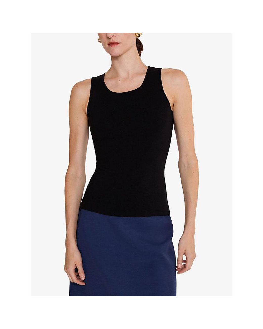 Joseph Black Rana Scoop-Neck Silk Tank Top