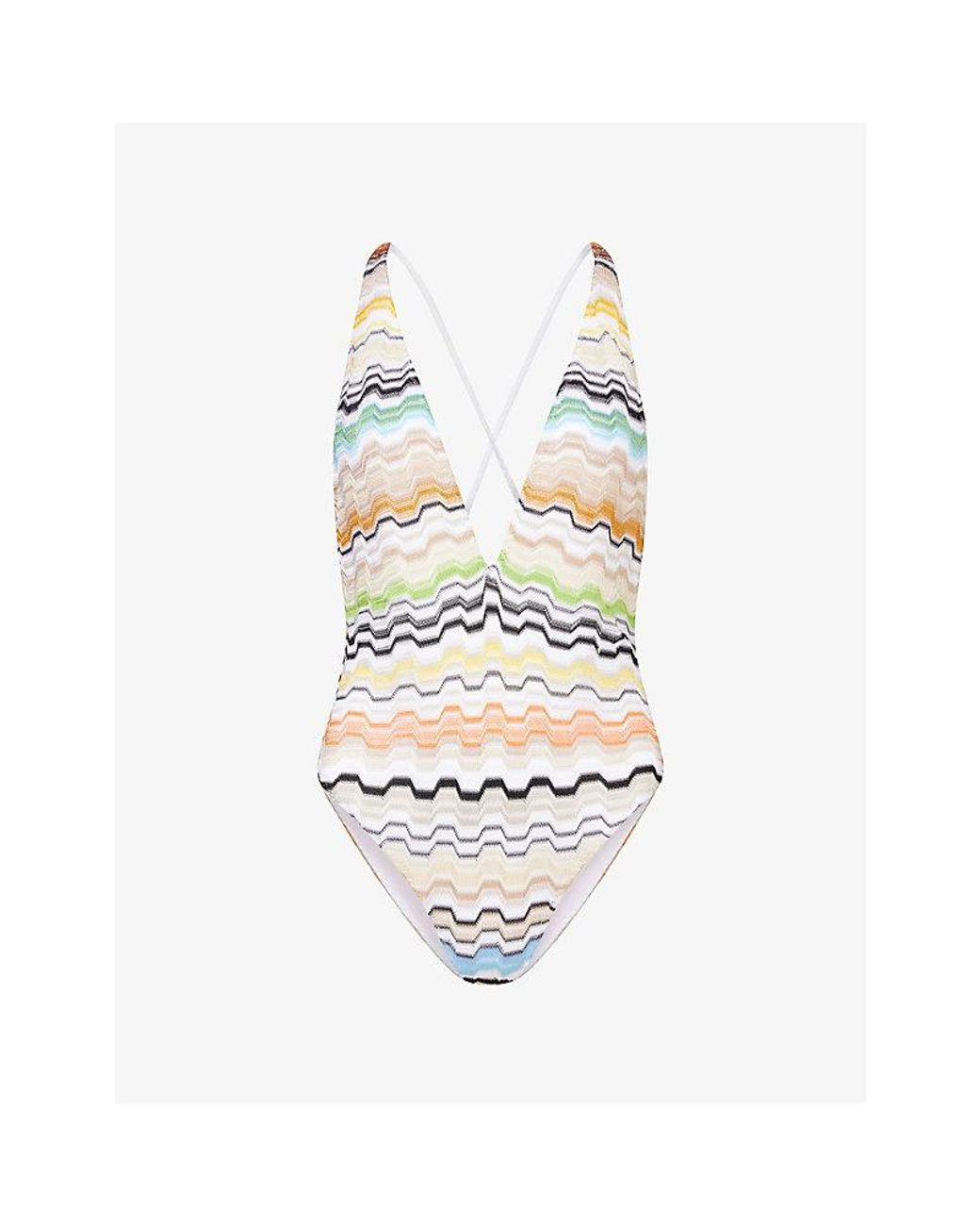 Missoni White V-Neck Cross-Back Knitted Swimsuit