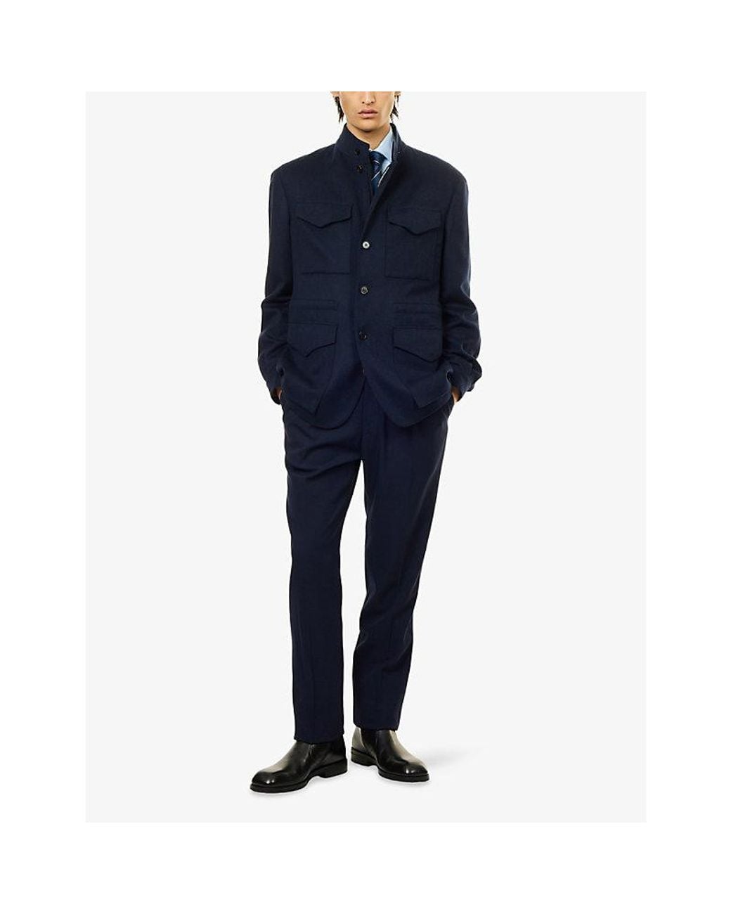 Dunhill Blue Cavendish Single-Breasted Field Camel-Hair Jacket for men