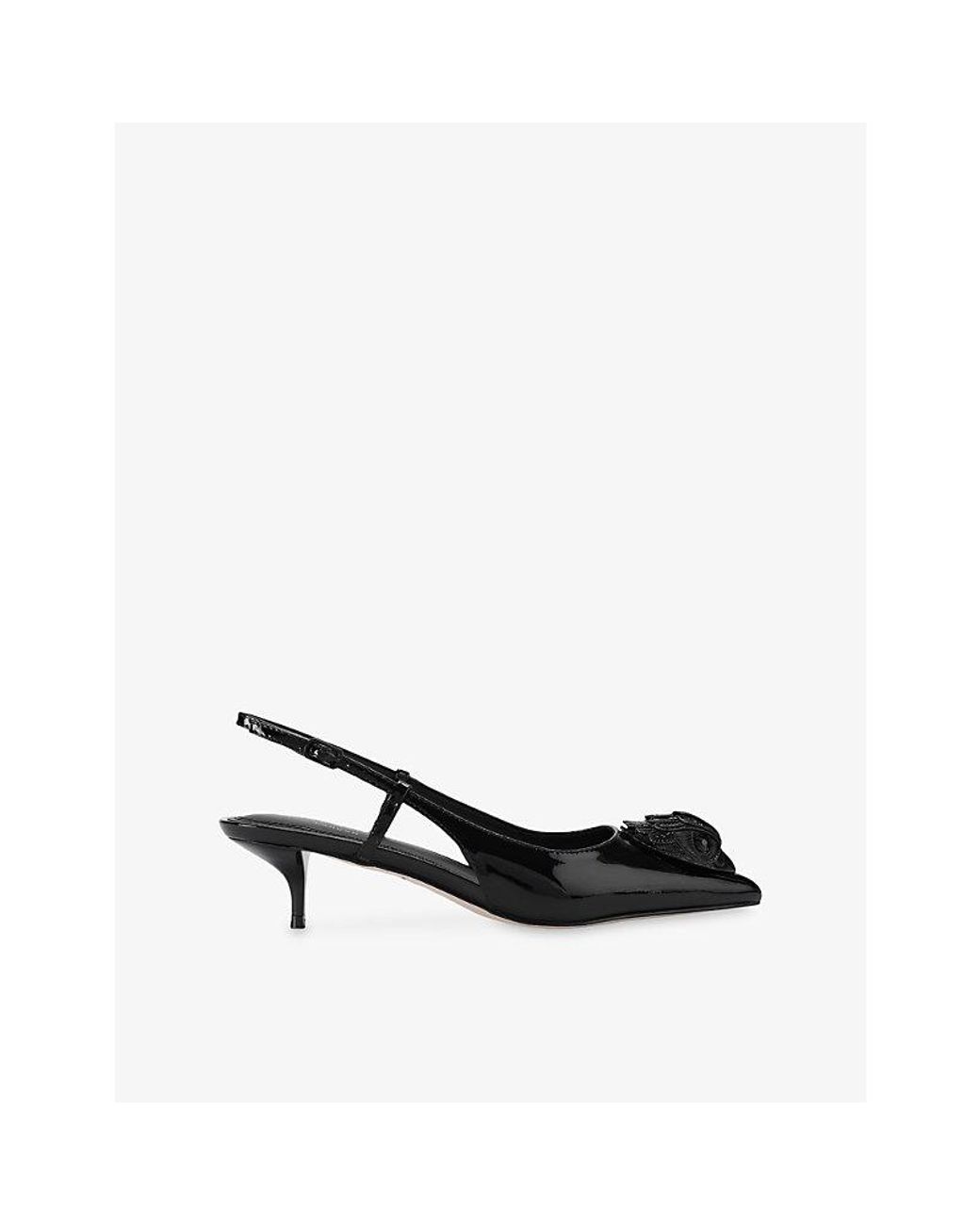 Kurt Geiger Black Belsize 40 Patent-Leather Heeled Slingbacks