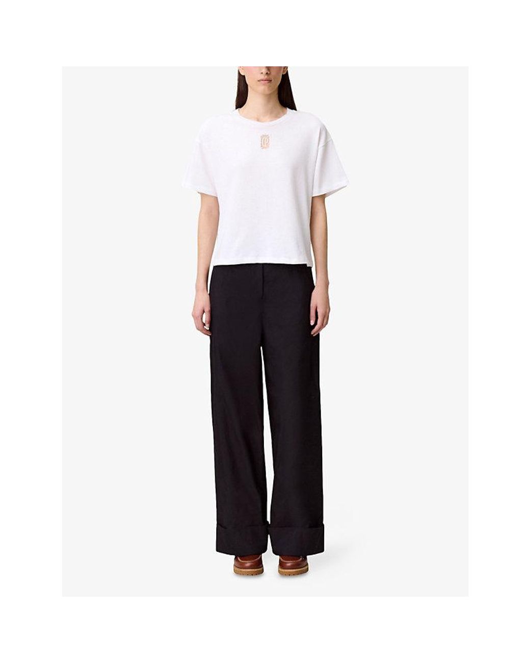 Claudie Pierlot White Branded Relaxed-Fit Cotton-Jersey T-Shirt