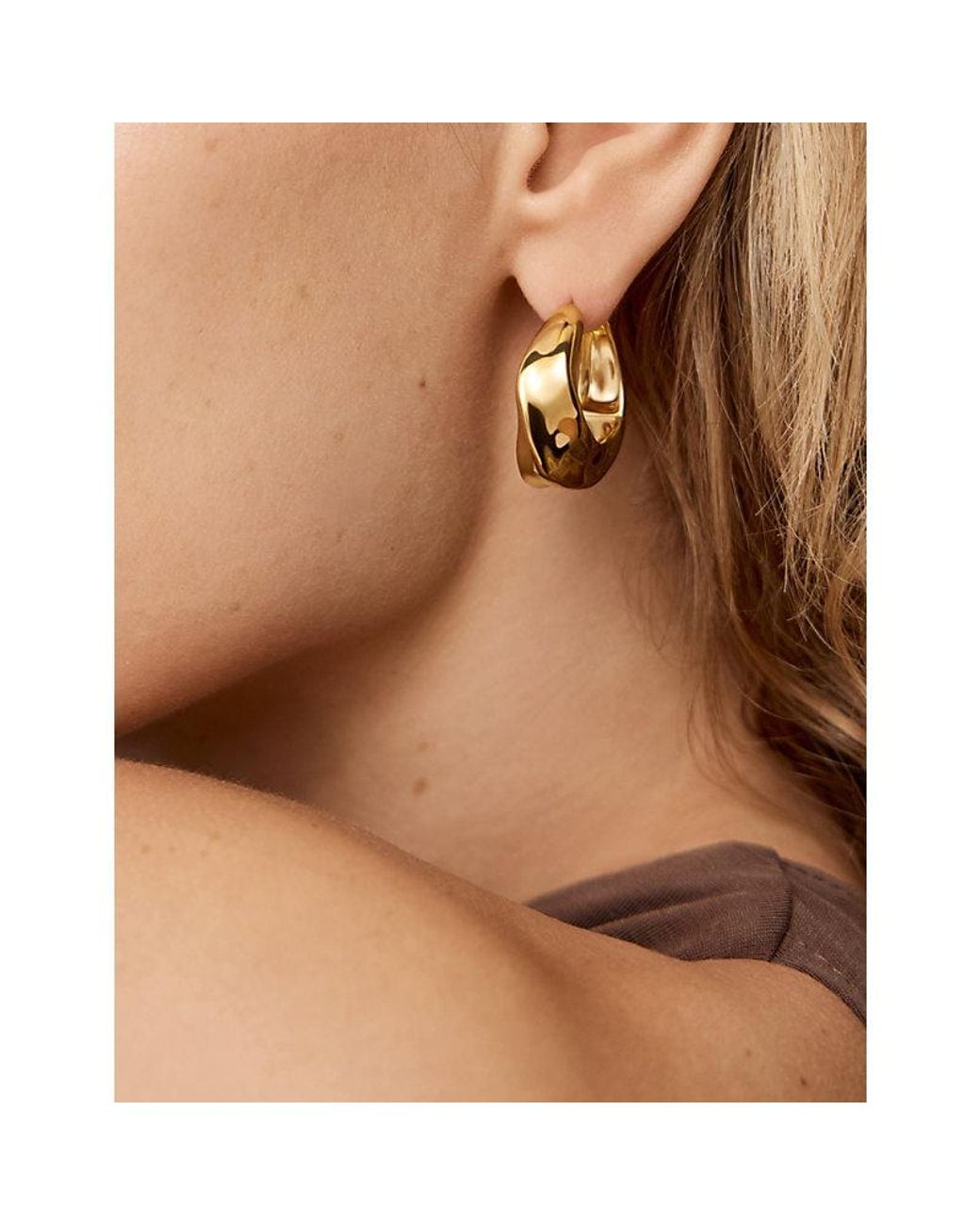 Monica Vinader Metallic Nomade Medium 18Ct Vermeil Hoop Earrings