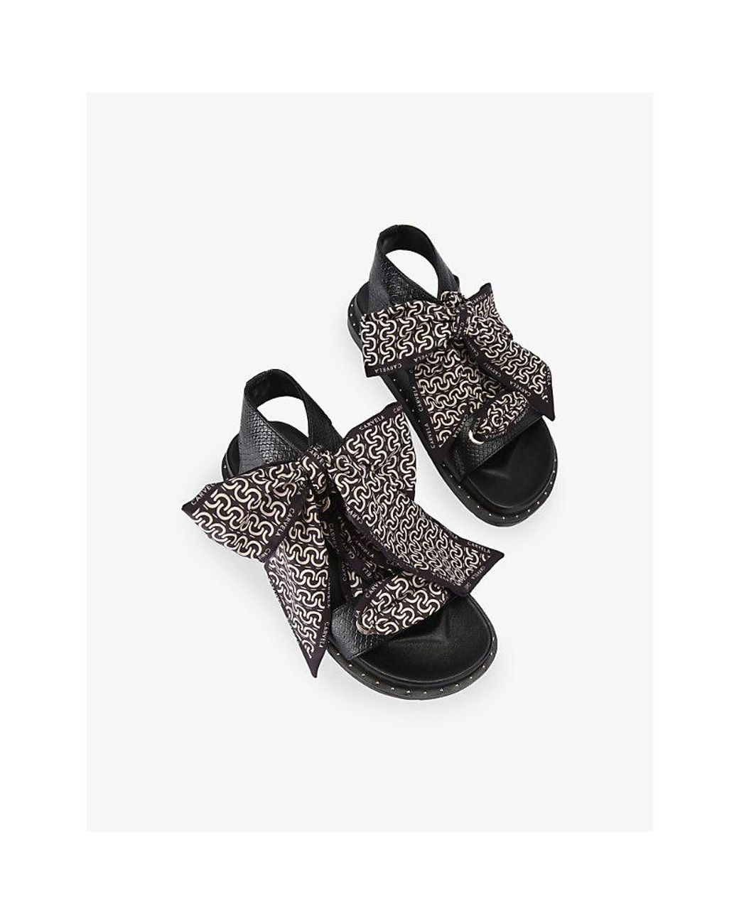 Carvela Kurt Geiger Black Sorrento Scarf Faux-Leather Sandals