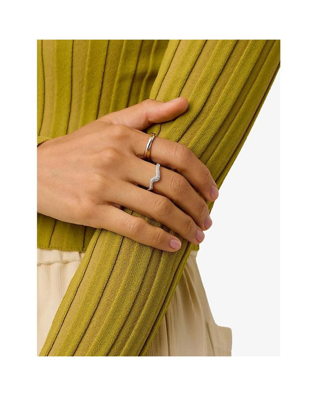 Missoma White Molten Snow Sterling- And Cubic Zirconia Stacking Ring