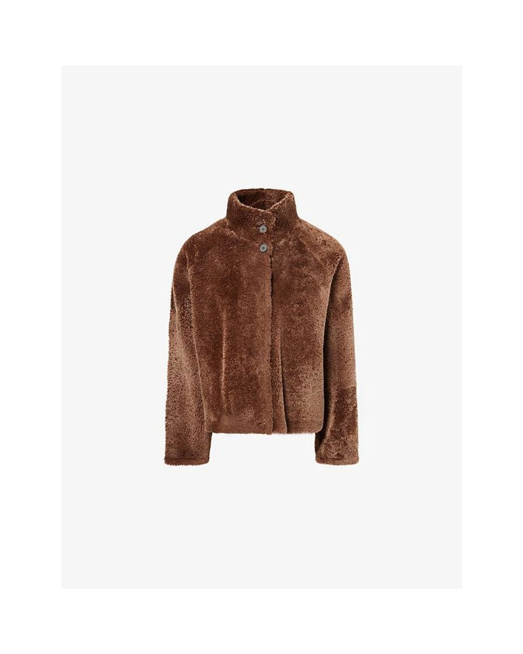 Arma Brown Ariana Funnel-Neck Shearling Jacket