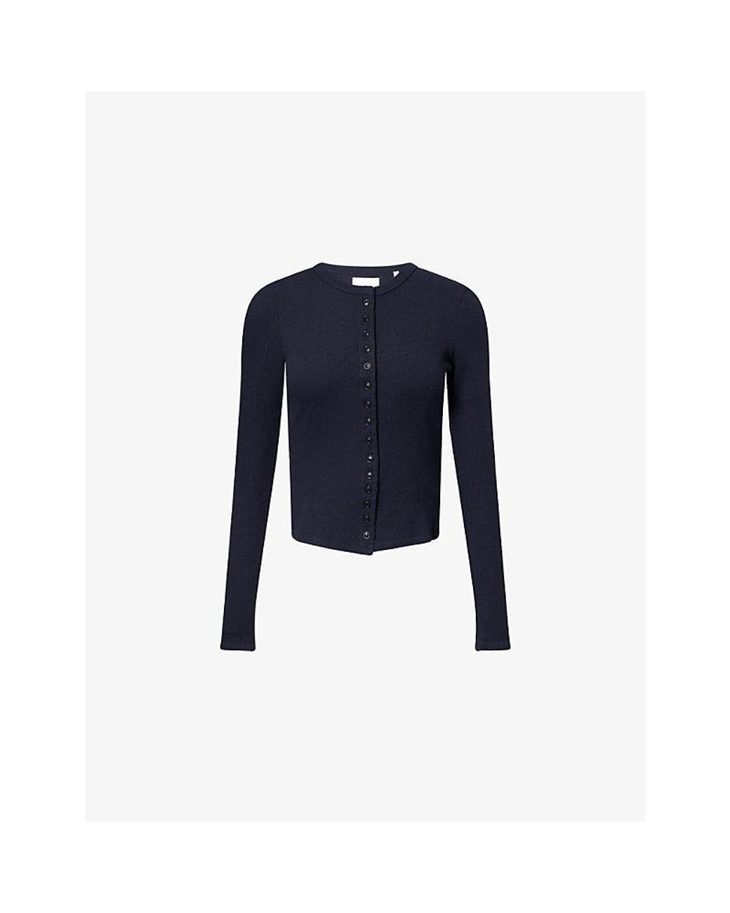 Citizens of Humanity Blue Kari Soft-Rib Cotton-Blend Cardigan