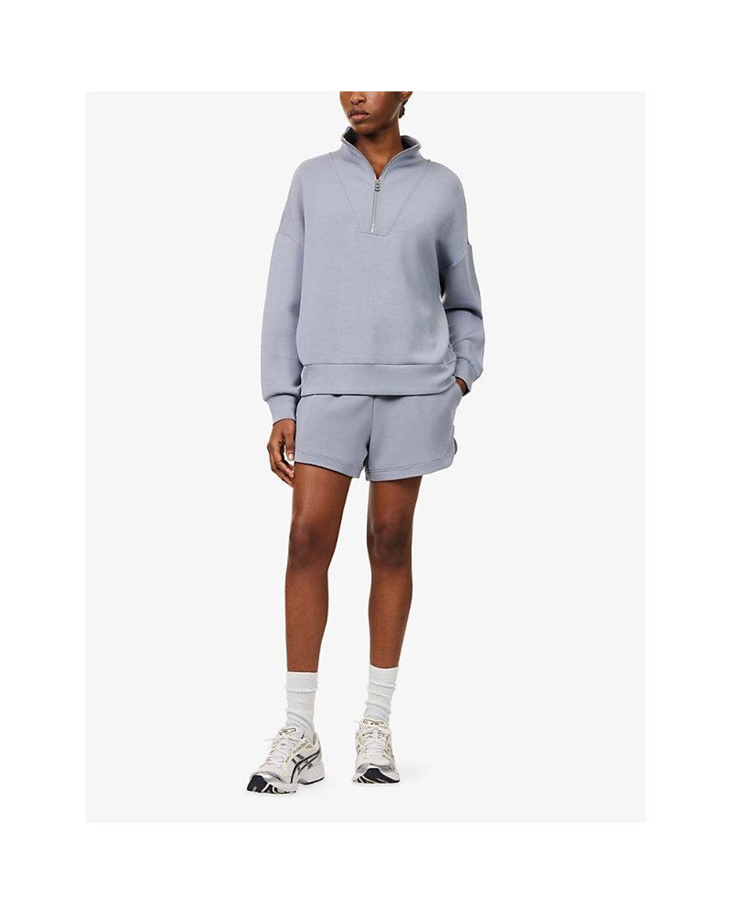 Varley Gray Hawley Half-Zip Stretch-Woven Sweatshirt