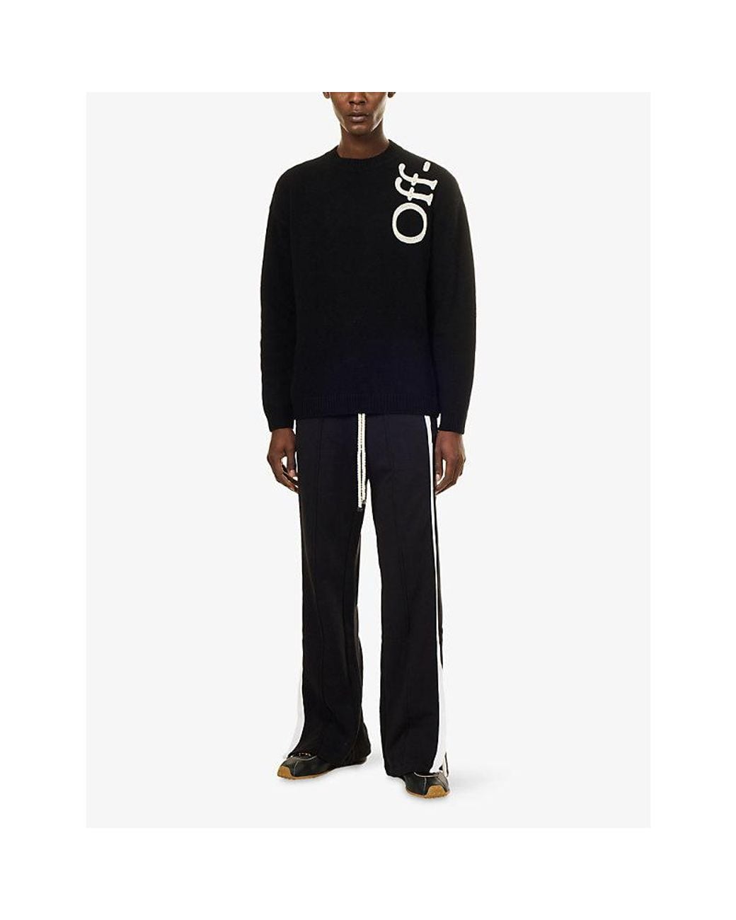Off-White c/o Virgil Abloh Black Vertical Bookish Wool-Blend Knit Jumper for men